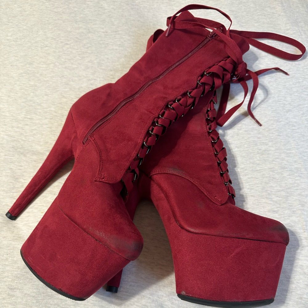 Hella Heels High Babydoll Platform Lace-Up Boots - Size 10 7”
